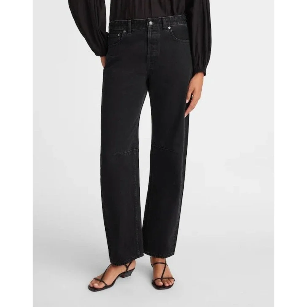 Madewell The Darted Barrel Leg Jeans Women's Size 28 Black Cotton Curved Casual